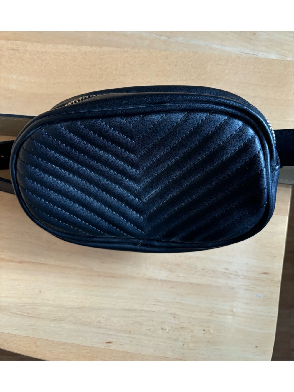 Steve Madden Black Quilted Leather Belt Bag